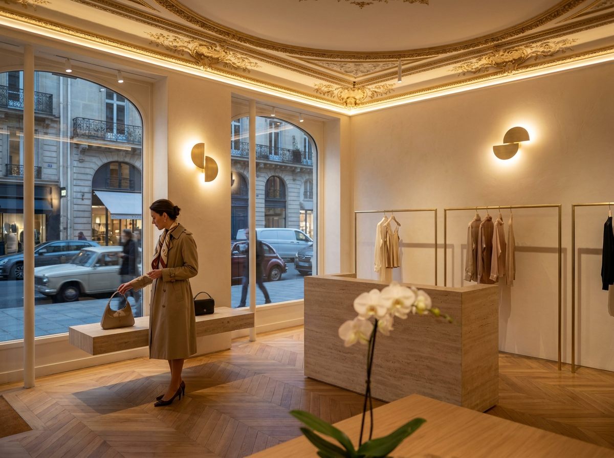 Maison Léger flagship — luxury boutique interior in a Haussmannian building