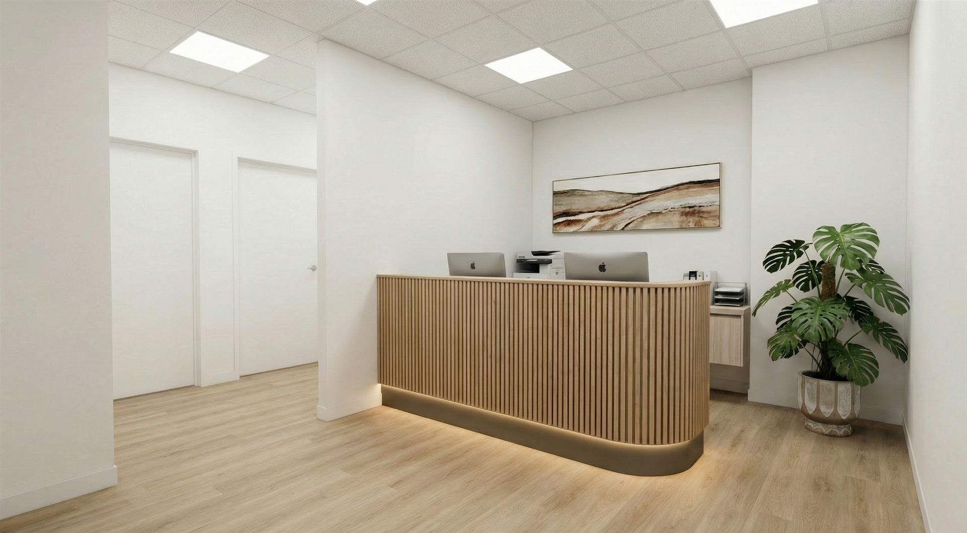 Suite 315 reception, developed render