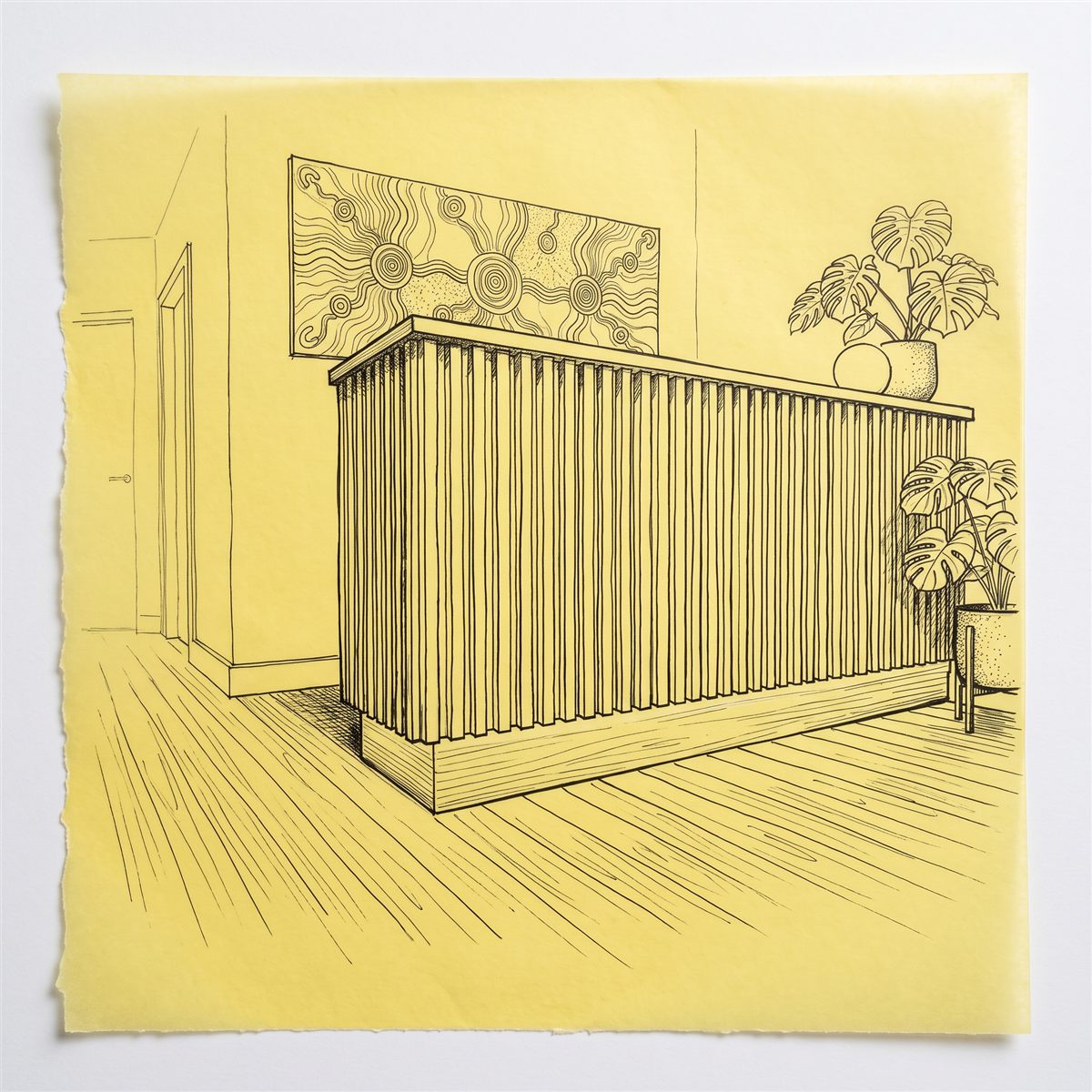 Marker sketch of the suite reception