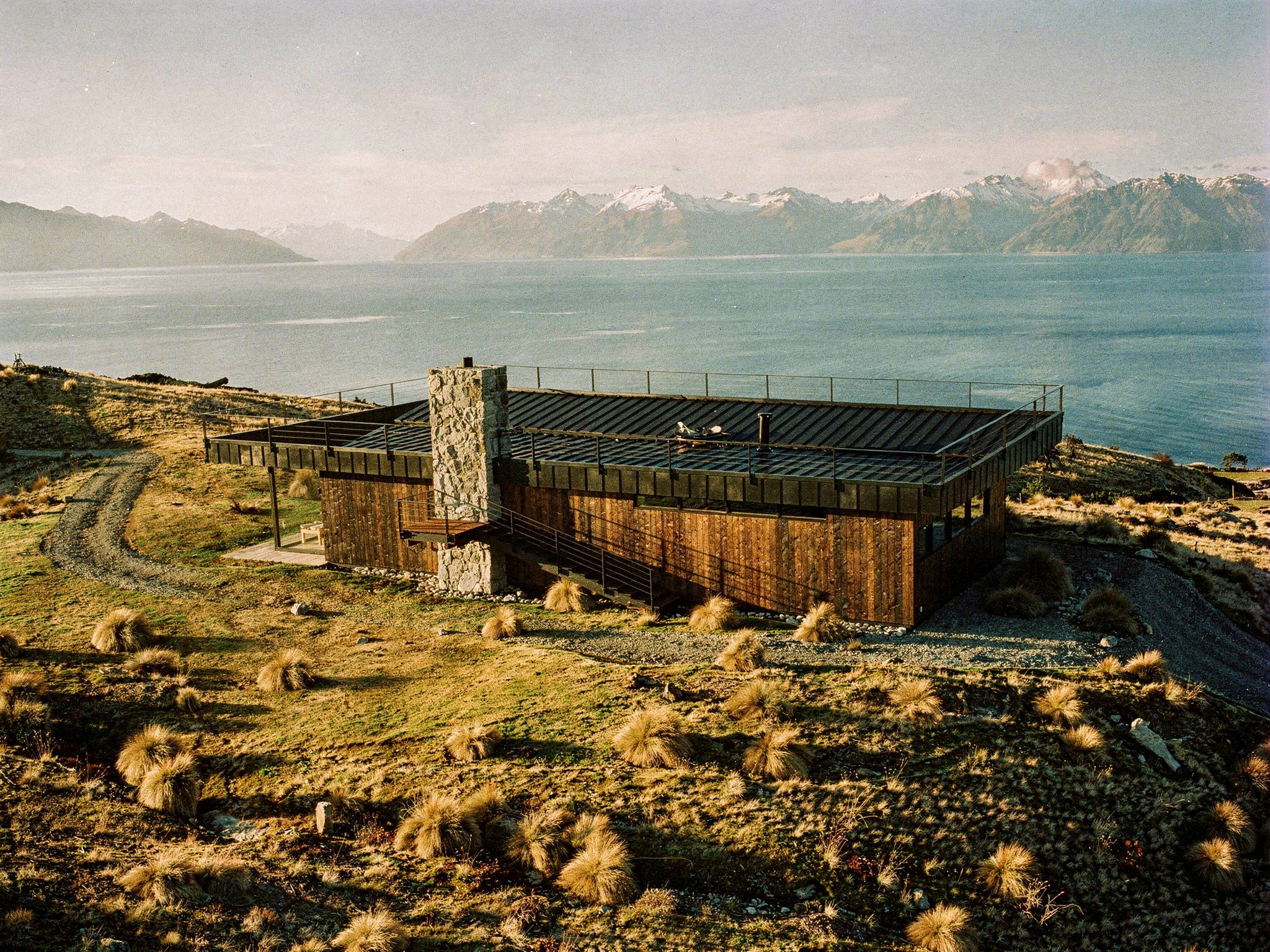 Aerial view of the ridgeline site above Lake Wānaka